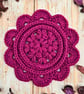 Daisy Crochet Coasters - Set Of 2 Handmade Coasters In Currant - Plum - Image 7
