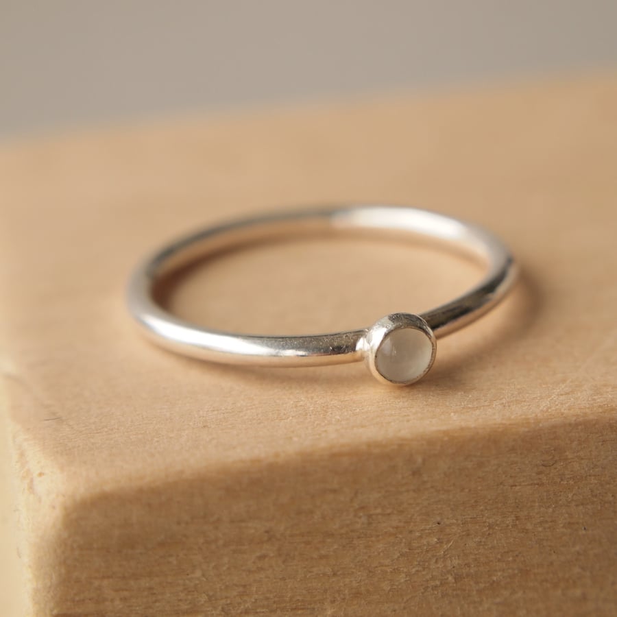 Moonstone Silver Ring with June Birthstone