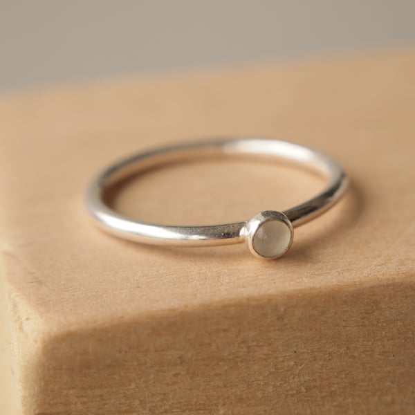 Moonstone Silver Ring with June Birthstone