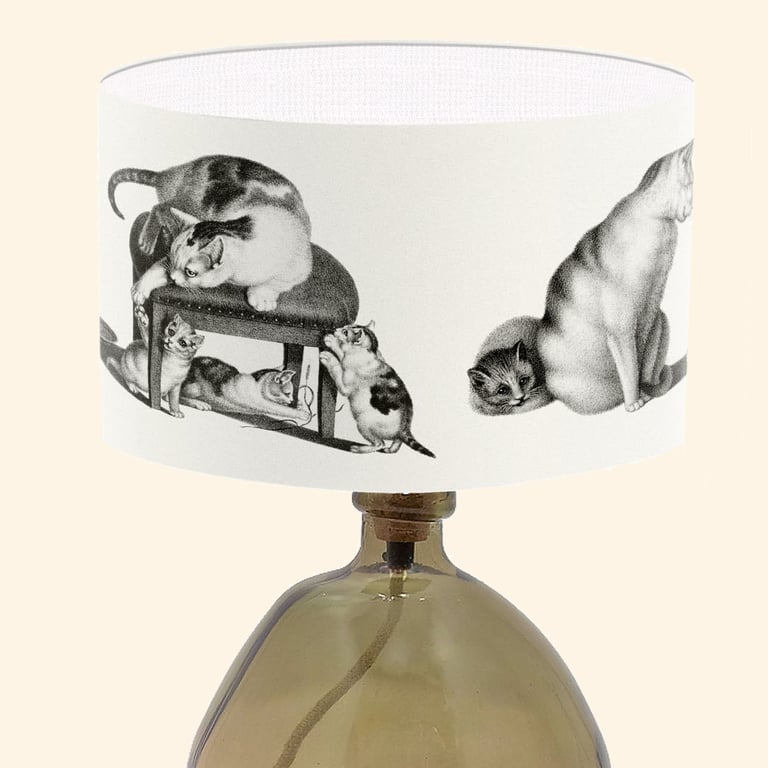Cat Design Lampshade Art Lampshade - Fine Art gift Lamp Shade Gift 