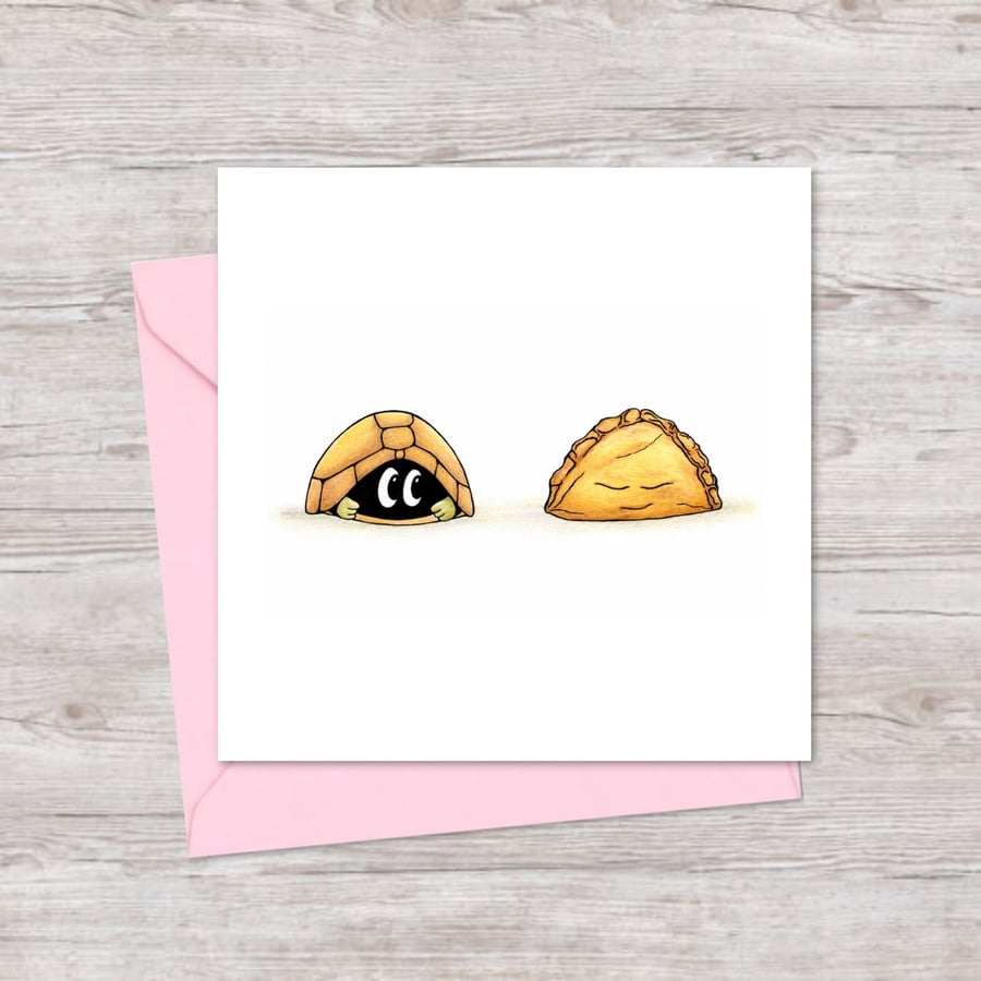 Funny Tortoise Greeting Card: Pasty Pal Pencil Illustration (227)