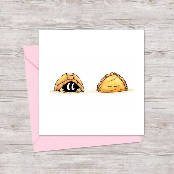 Funny Tortoise Greeting Card: Pasty Pal Pencil Illustration (227)