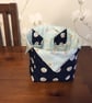 Floral fabric basket storage box with inside cones pockets  - Image 3