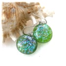 Luxury Dichroic Earrings Fused Glass L017 Sterling Silver hooks