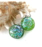 Luxury Dichroic Earrings Fused Glass L017 Sterling Silver hooks