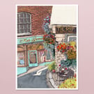 The Ship Fowey Print - Cornwall Pub Illustration - Coastal Wall Art UK