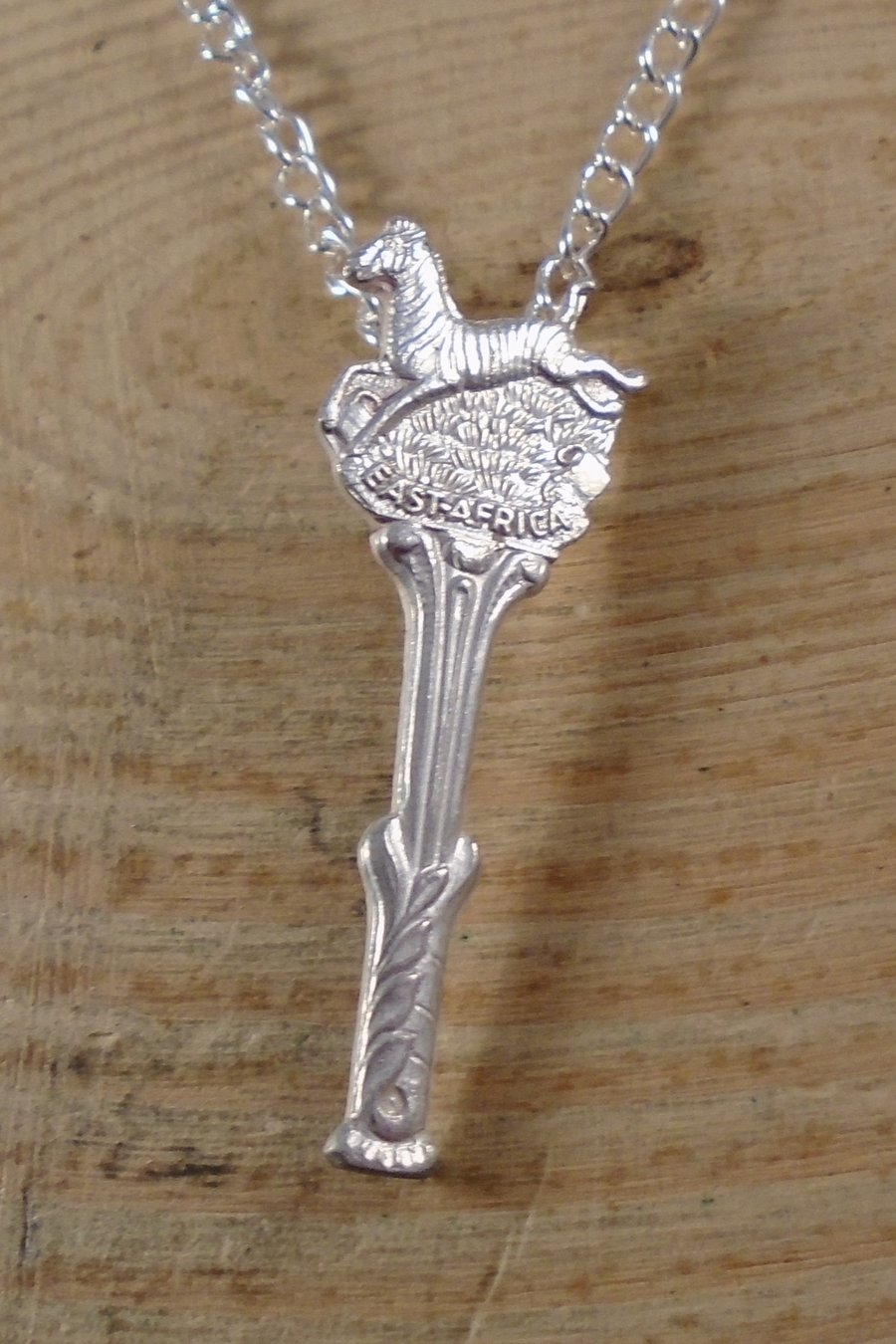 Upcycled Silver Plated Zebra Spoon Handle Necklace SPN052101