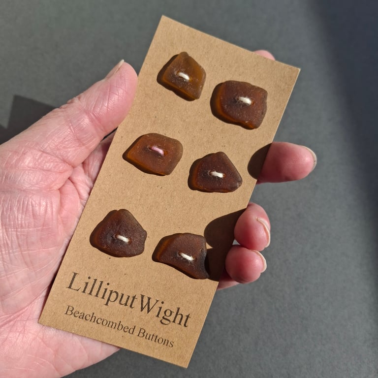 Set of six brown sea glass buttons