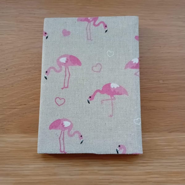 A6 Fabric covered notebook - Flamingo design