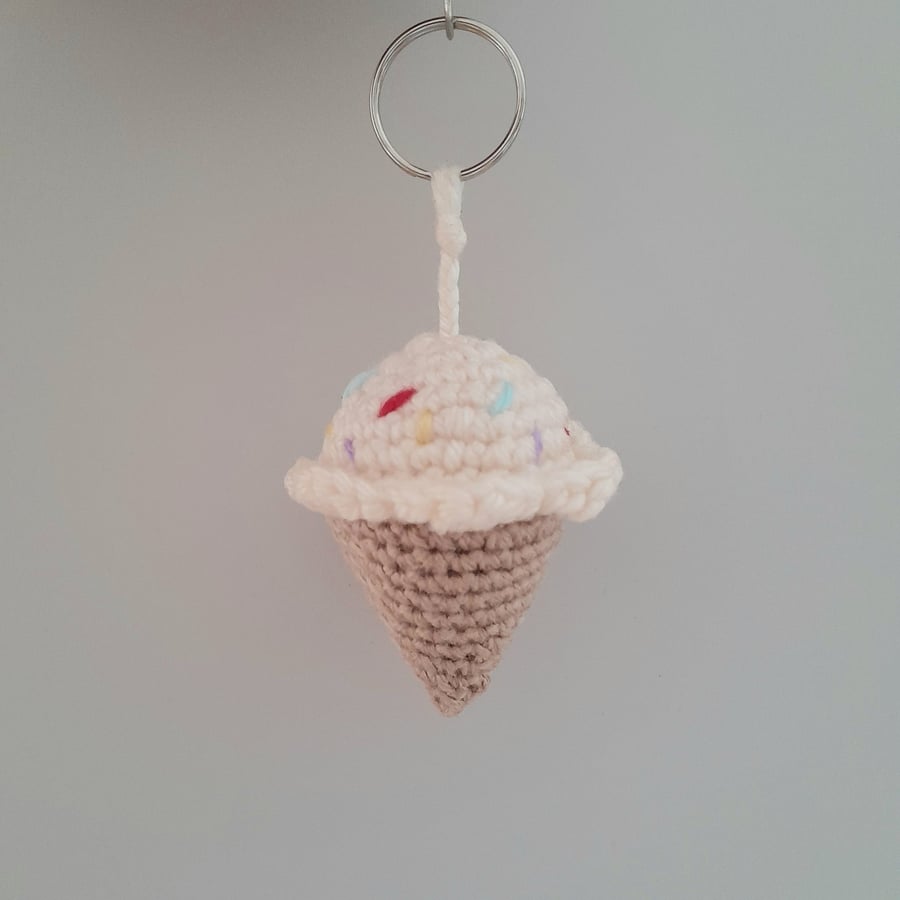 Ice Cream Crochet Keyring