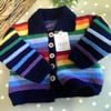 Designer Rainbow Hand Knitted Jacket - Cardigan 12 - 18 months size