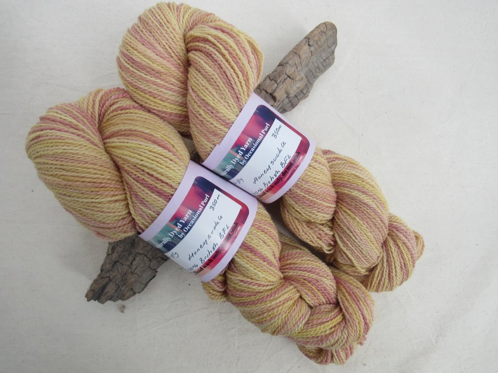 100g Honeysuckle BFL Space Dyed Natural Dye 4-ply Yarn