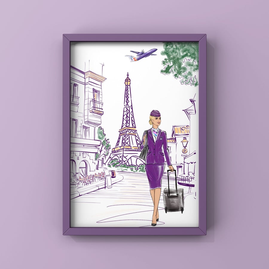 Flybe Cabin Crew Poster Flight Attendant Print