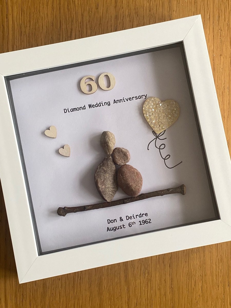 Diamond Anniversary Gift, 60th Diamond Wedding Anniversary Frame, 60th Anniversa