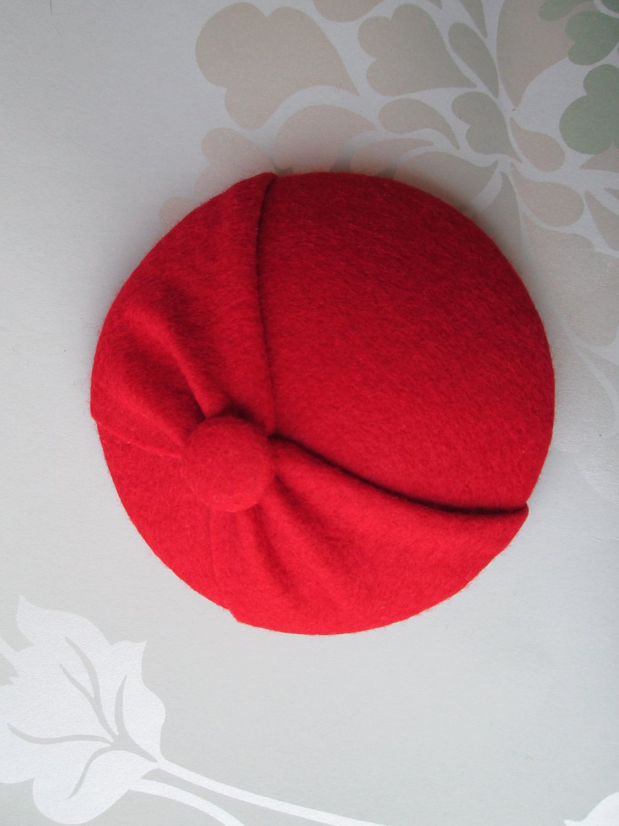 Mini Red Button Hat - Cocktail Hat