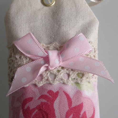 Hanging Pink Rose 'Tea Bag' Lavender bag