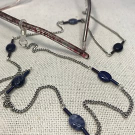 Spectacle chain or sunglasses lanyard with Sodalite beads