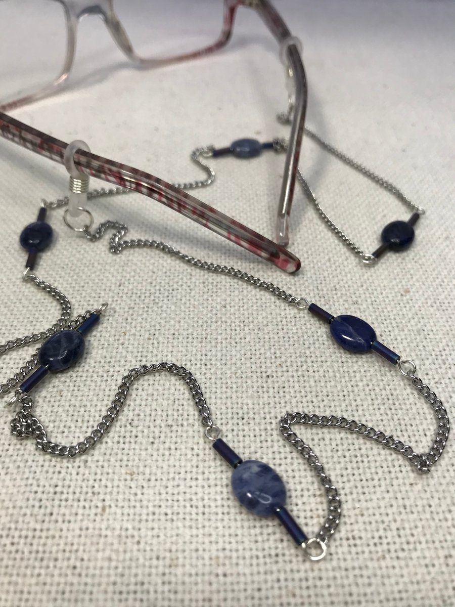Spectacle chain or sunglasses lanyard with Sodalite beads