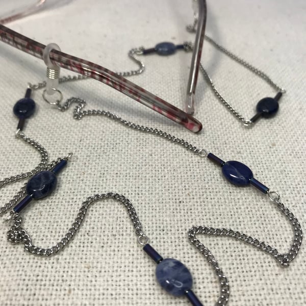 Spectacle chain or sunglasses lanyard with Sodalite beads