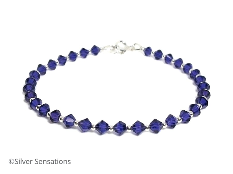 Dark Purple Bridesmaids Bracelet With Swarovski Crystals & Sterling Silver