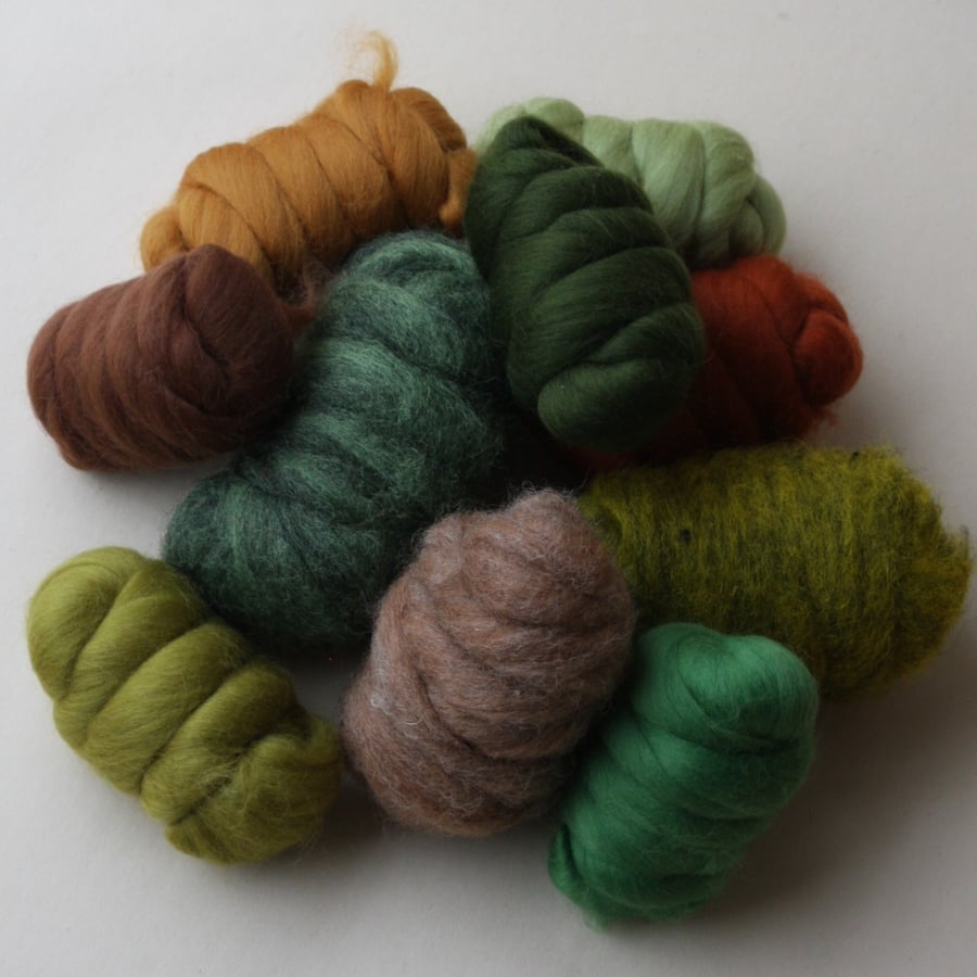 "EARTH" Wool Pack - 250g of merino and corriedale wool in earthy tones