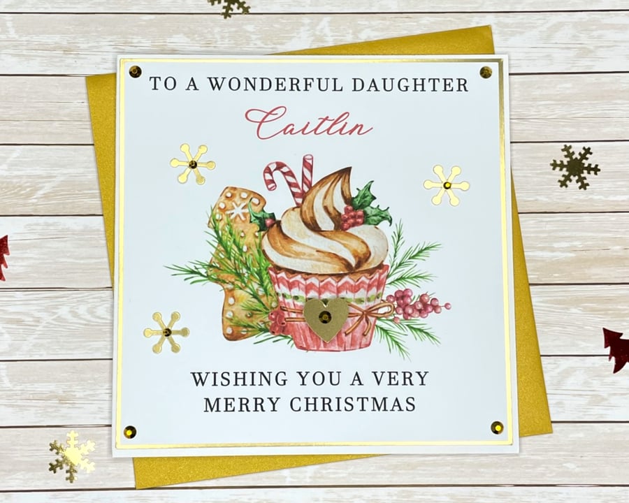Christmas Card Personalised Cupcake Daughter Son Sister Brother Granddaughter