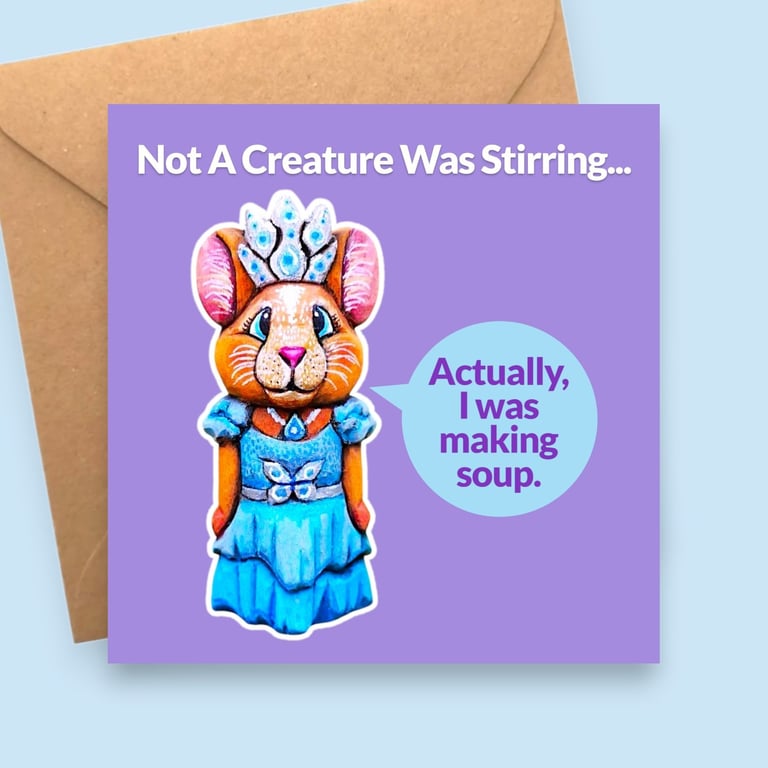 Mouse Christmas Card - Not a Creature Was Stirring - Funny Animal Festive Card