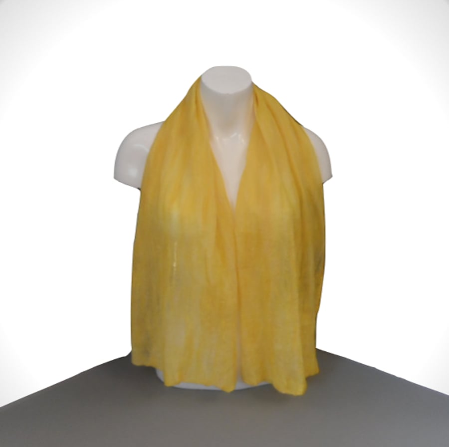 Sunshine yellow nuno felted scarf