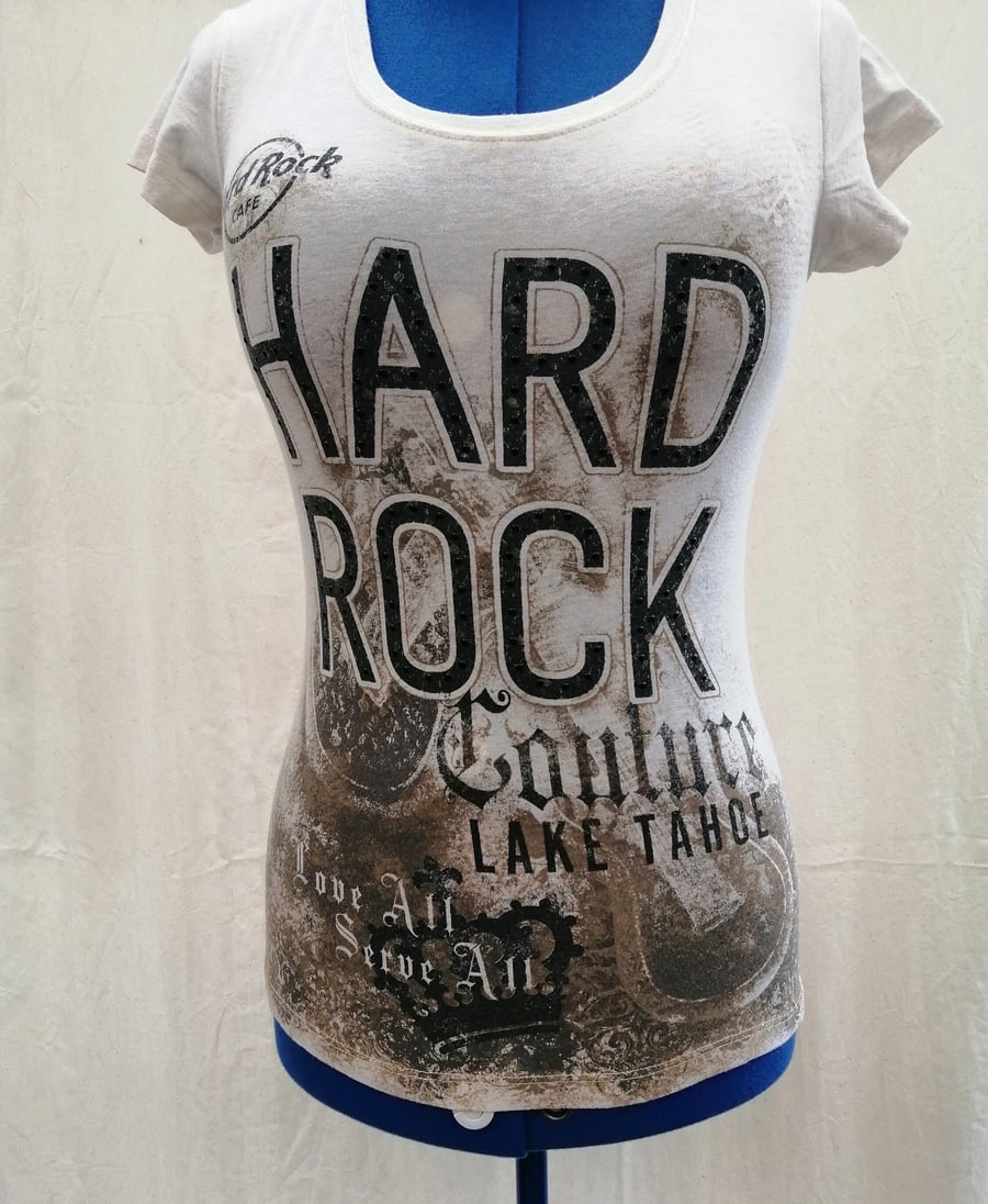 Vintage 2000's Hard Rock Cafe Couture Lake Tahoe 'Love All Serve All' Top Tshirt