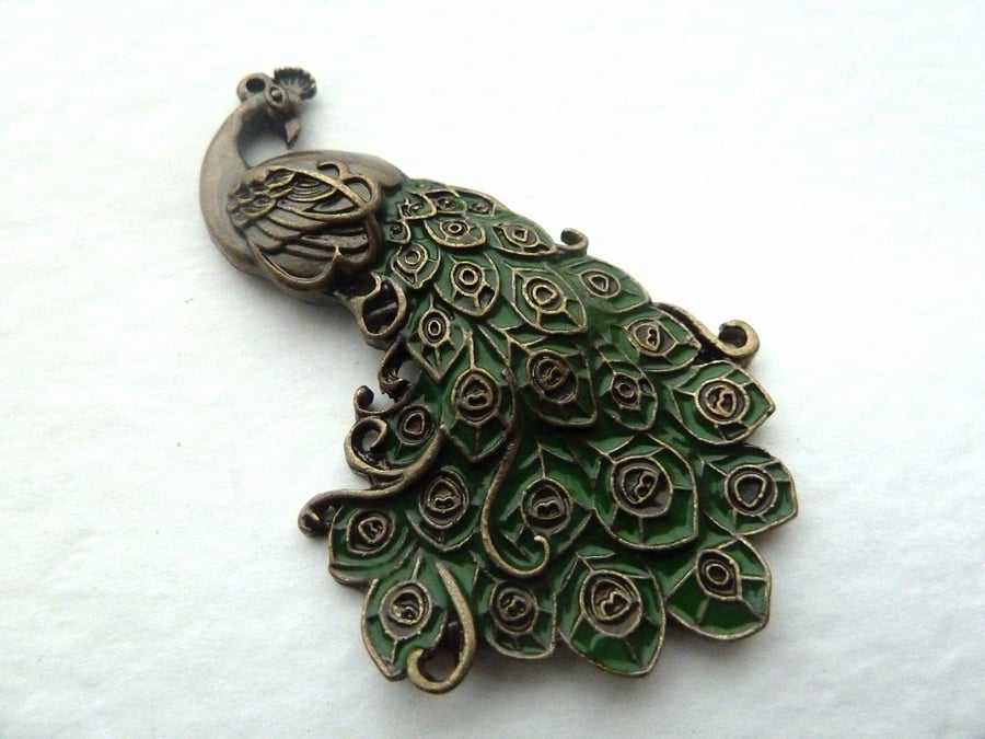 SALE bronze peacock pendant