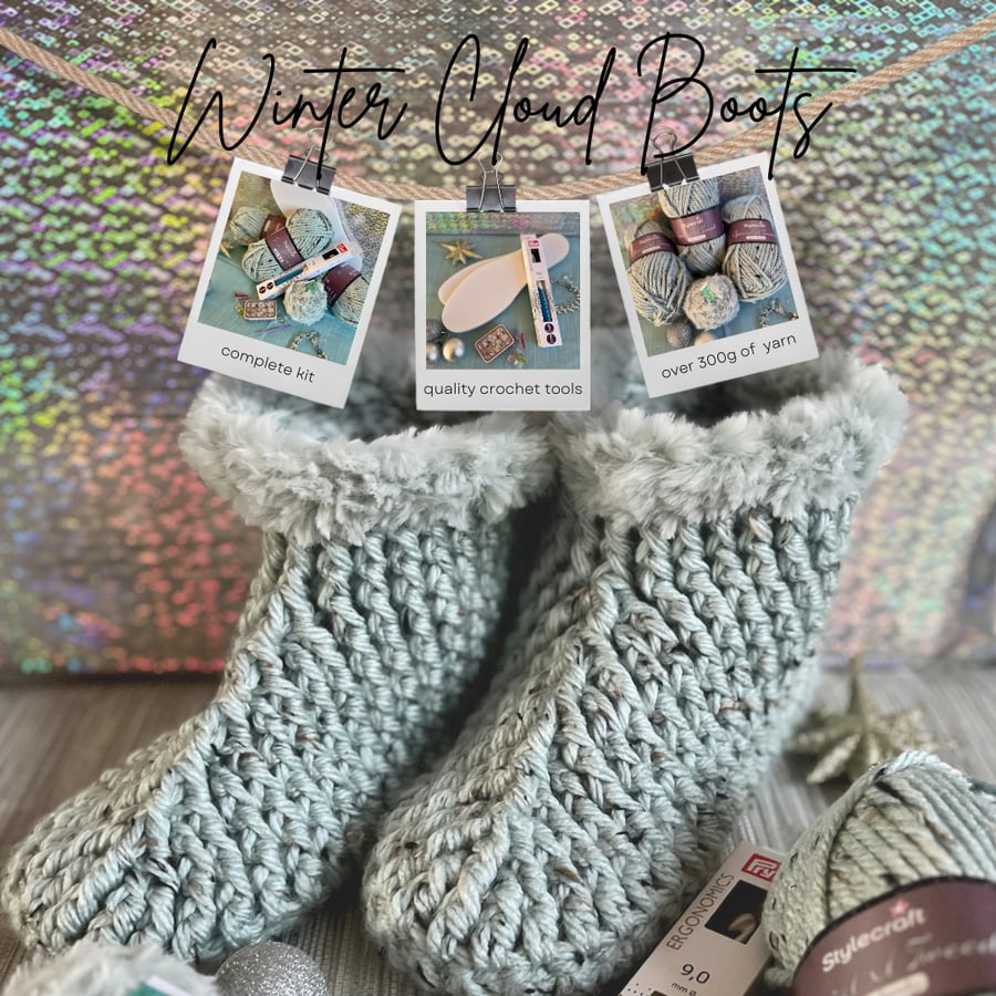 Winter Cloud Boots Crochet Kit – Make Your Own Cozy Chunky Slippers