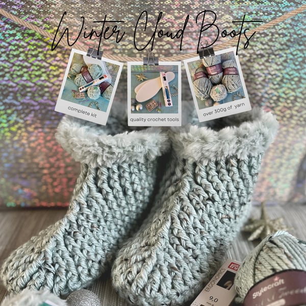 Winter Cloud Boots Crochet Kit – Make Your Own Cozy Chunky Slippers