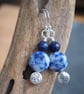 Blue Sodalite Earrings, Argentium Silver Dangle Drop Earrings