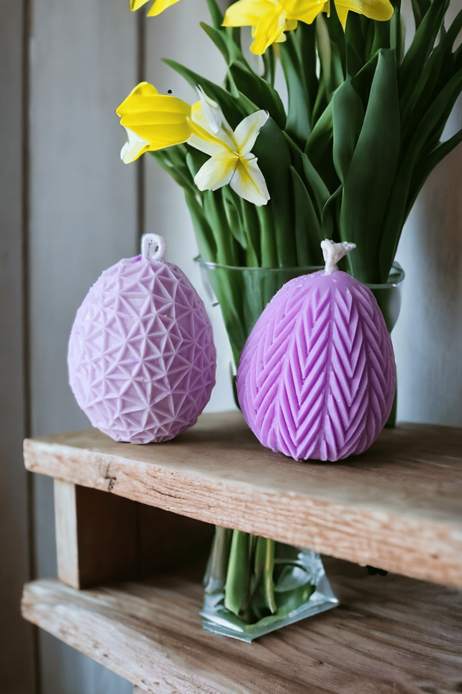 Purple soy wax Easter eggs candle 2pcs