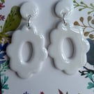 White polymer clay and resin stud earrings 