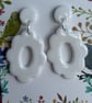 White polymer clay and resin stud earrings 
