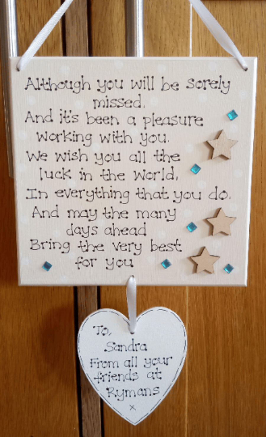 Personalised Work Colleague Leaving New Job Retirement Thank You Gift Plaque 