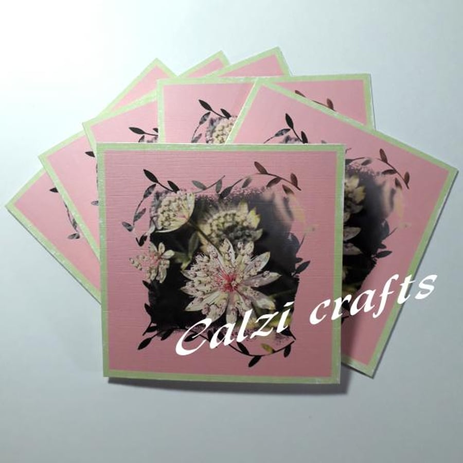 Astrantia Flower Notelets Pack Of 6