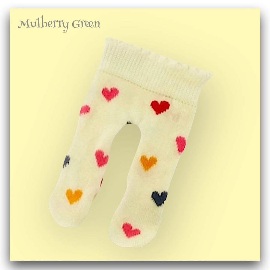 Cream Heart Tights