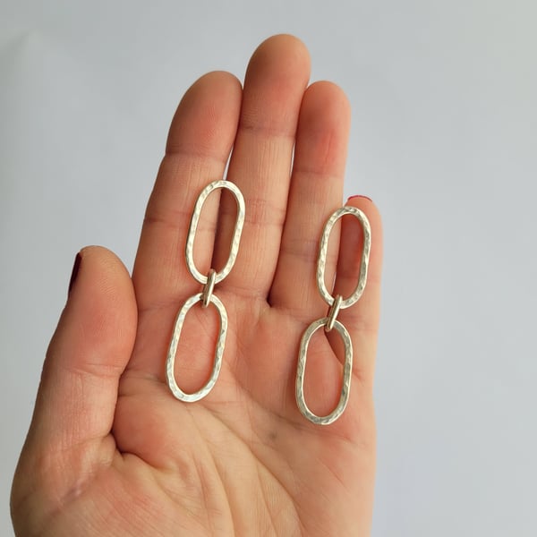 Chain Link Earrings, Sterling Silver Statement Jewellery