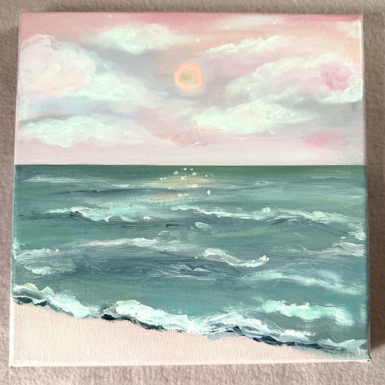 Pastel Seascape Coastal Acrylic Painting 