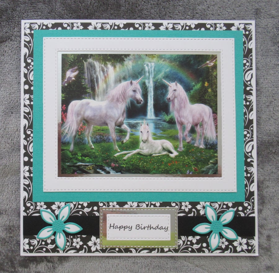 Unicorn Family Large Birthday Card