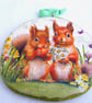 Red Squirrel decoupaged log slice wall decoration. - Image 3