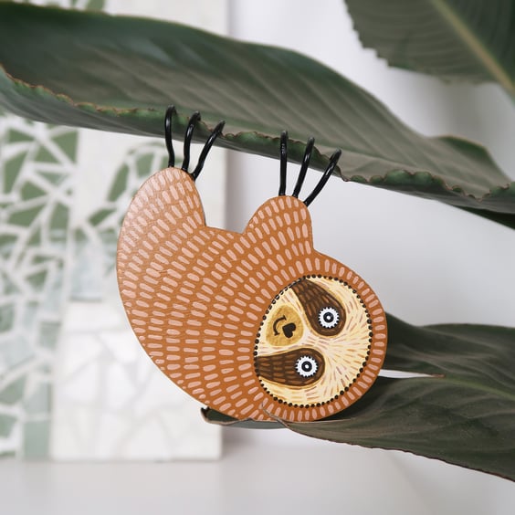 Hanging sloth plant decoration, crazy plant lady gift, cute animal decor.