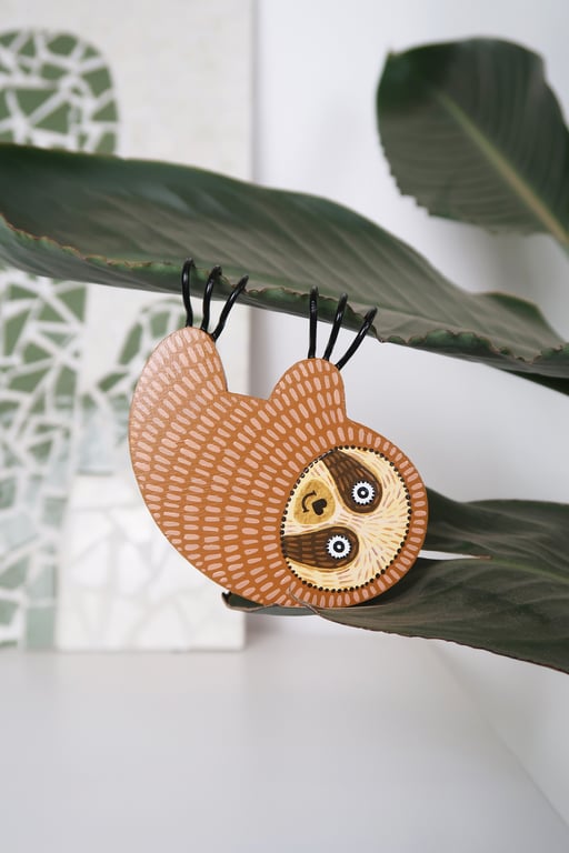 Hanging sloth plant decoration, crazy plant lady gift, cute animal decor.