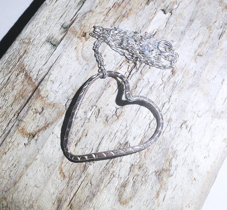  Handmade Sterling Silver Heart Pendant Necklace - UK Free Post