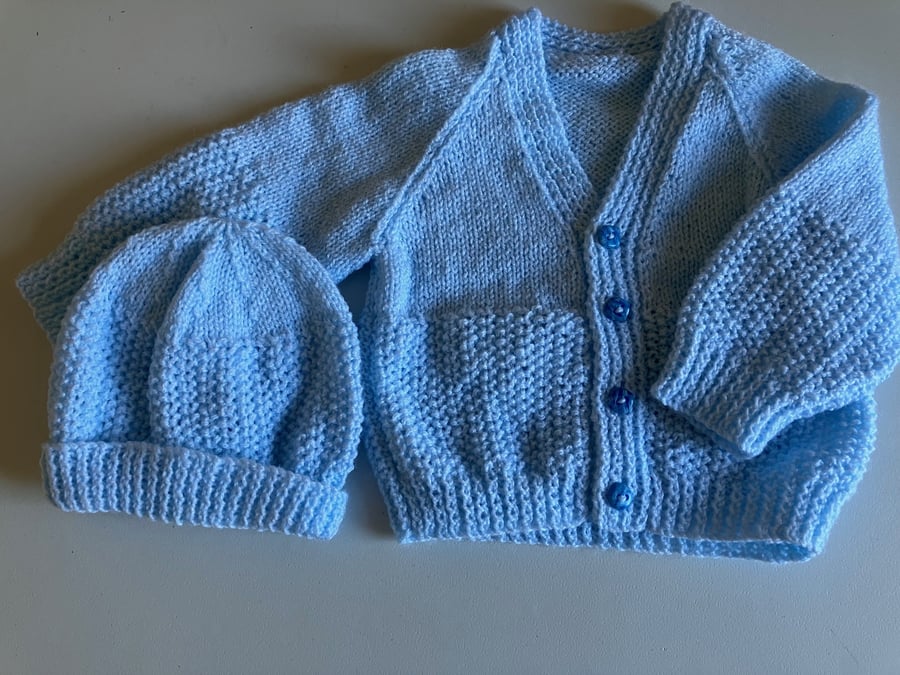 Handmade Baby Cardigan and Hat, Handmade in the UK