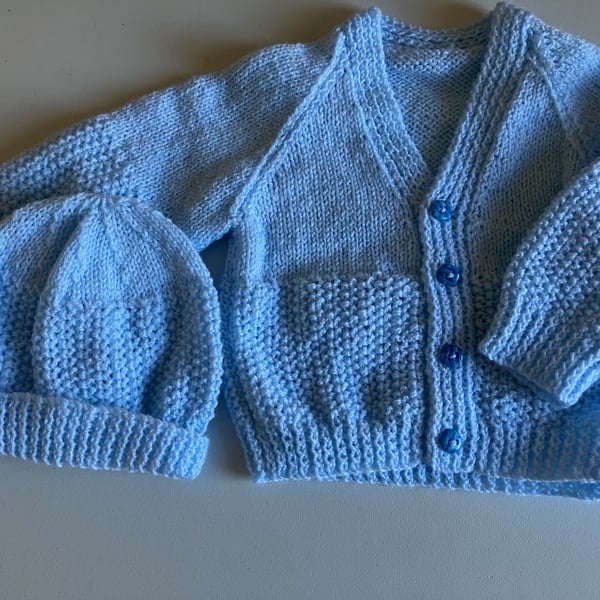 Handmade Baby Cardigan and Hat, Handmade in the UK