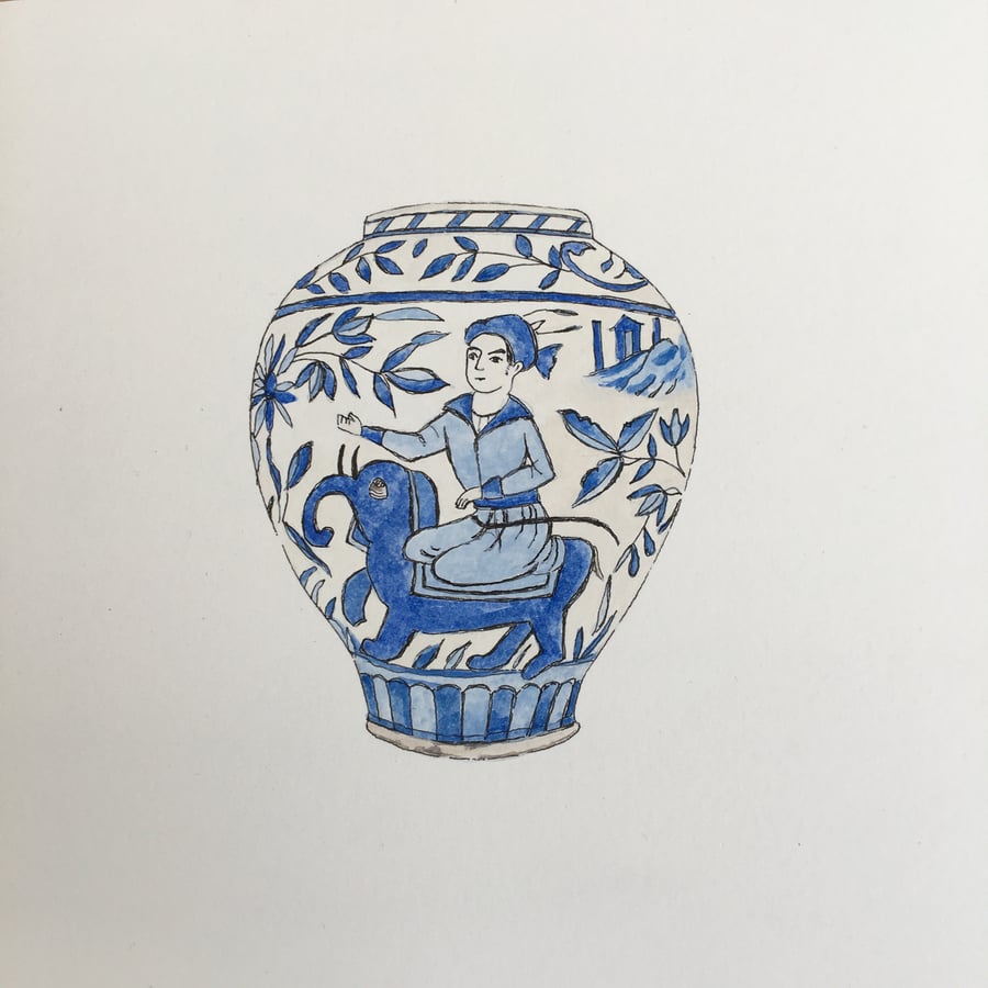 Gouache and ink painting