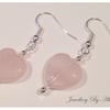 Rose Quartz Puffy Hearts Earrings